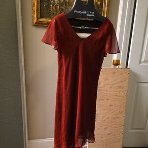 Donna Ricco Elegant Red Midi Dress